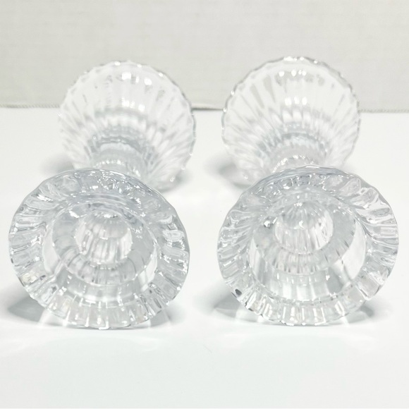 Vintage Mikasa Crystal Ice Palace Pair Candle Stick Holders Flair Top Bottom - Picture 4 of 4